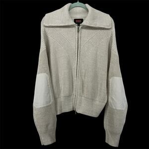 $99 MSRP Bass Outdoor Size L Mens Cardigan Sweater Ribbed Elbow Patches Zip Up‎